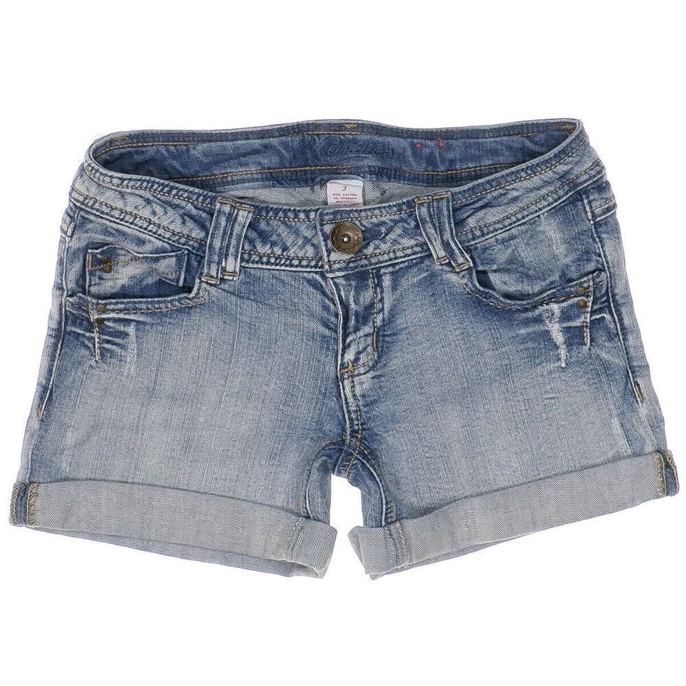 Candies Shorts Juniors Size 3 Low Rise Cuffed Distressed Blue Measures W27